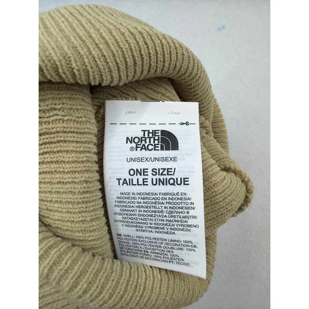 The North Face Urban Cuff Beanie Khaki Stone Tan Ribbed Knit Hat Unisex NWT